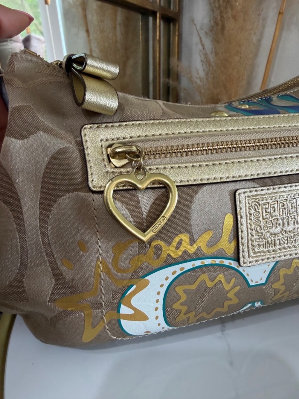 Coach Poppy Daisy Pop C Appliqué Hobo Shoulder Bag Vintage Y2K Purse F20029 - Picture 5 of 14